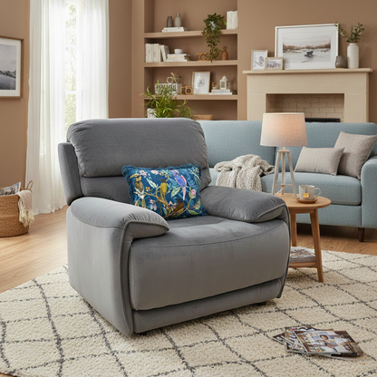 World of Leather ‘Link’ Fab-Mil-R451 Pewter Velvet Armchair