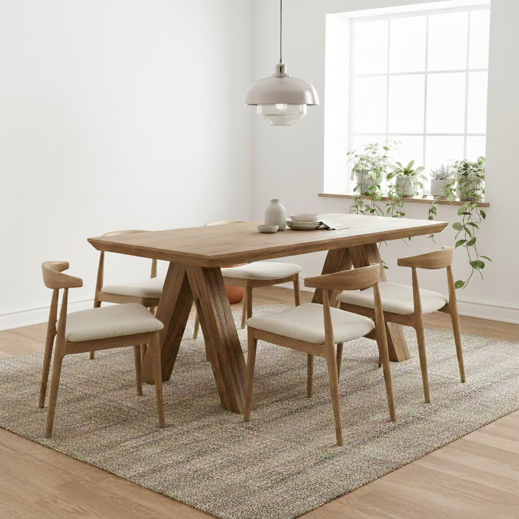 Bodahl 'Loki' 01 Oiled Solid Oak Swiss Top 180cm Table with V-Shaped Legs