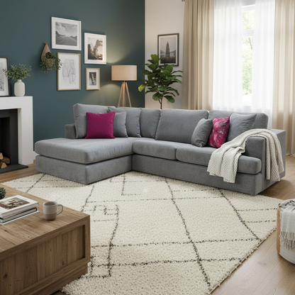 'Stratus' Graphite Gracelands Fabric Left Hand Facing Corner Chaise Sofa