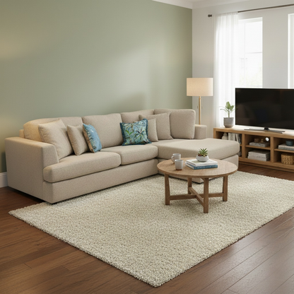 'Stratus' Ashley Oatmeal Weave Fabric Right Hand Facing Corner Chaise Sofa