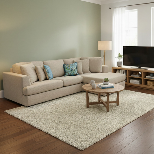 'Stratus' Ashley Oatmeal Weave Fabric Right Hand Facing Corner Chaise Sofa