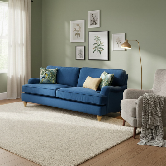 'Jardim' Royal Blue Sensual Velvet 4 Seater Sofa