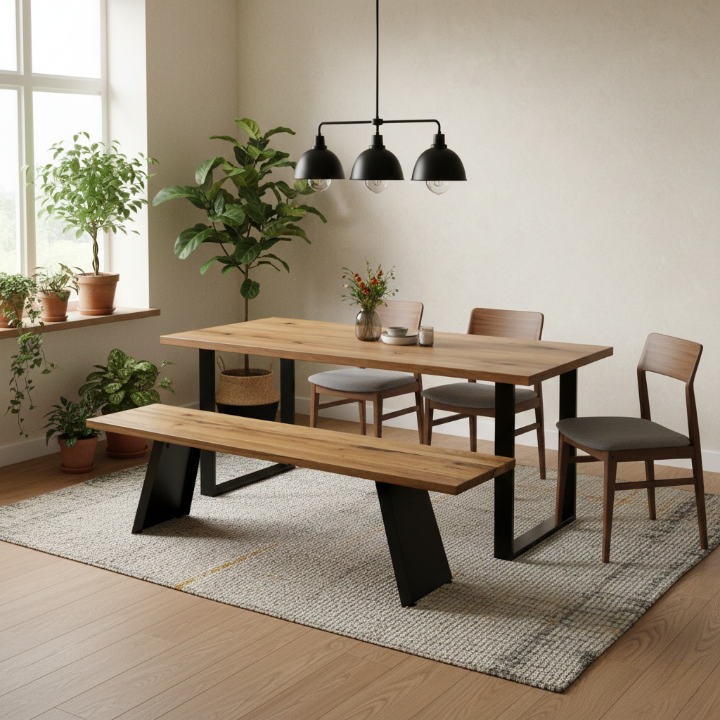 'Lucio' 01 Oiled Solid Oak 160cm Dining Bench