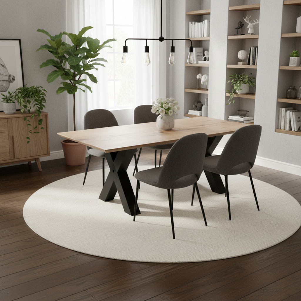 Bodahl 'Loki' 52 Natura Bianca Solid Oak Swiss Top 200cm Dining Table with Metal X-Shaped Legs