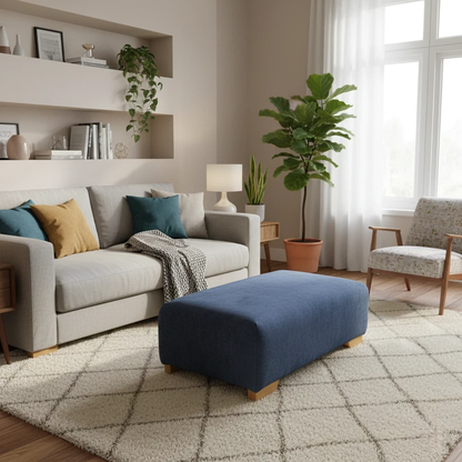 'Zika' Marine Plaza Linen Banquette Footstool