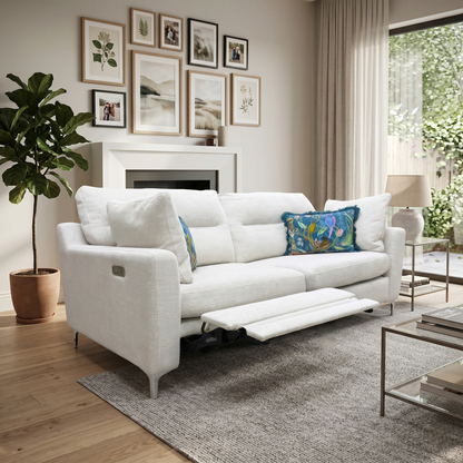 'Uniqa' Domaso Natural Fabric Power Recliner 3 Seater Sofa