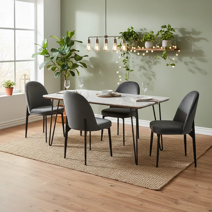 'Valent' Dark Grey Velvet Dining Chair - Set of 4