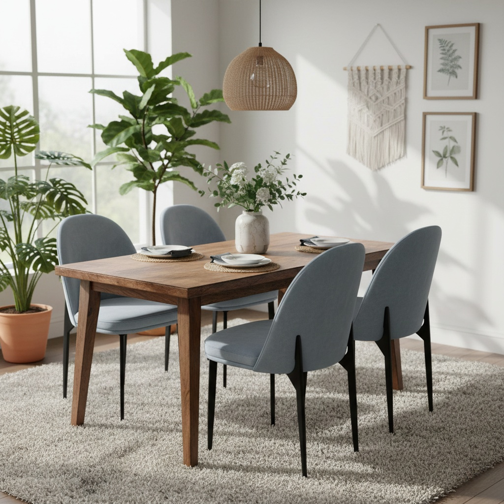 'Valent' Blue Velvet Dining Chair - Set of 4