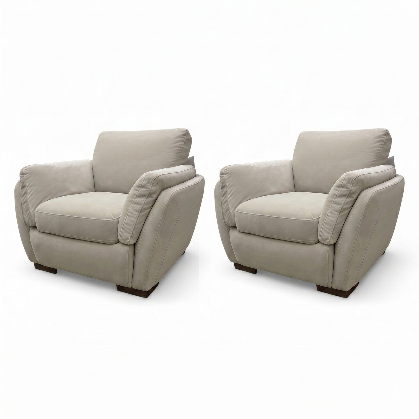 'Cortezia' Beige Velvet Armchairs - Set of 2