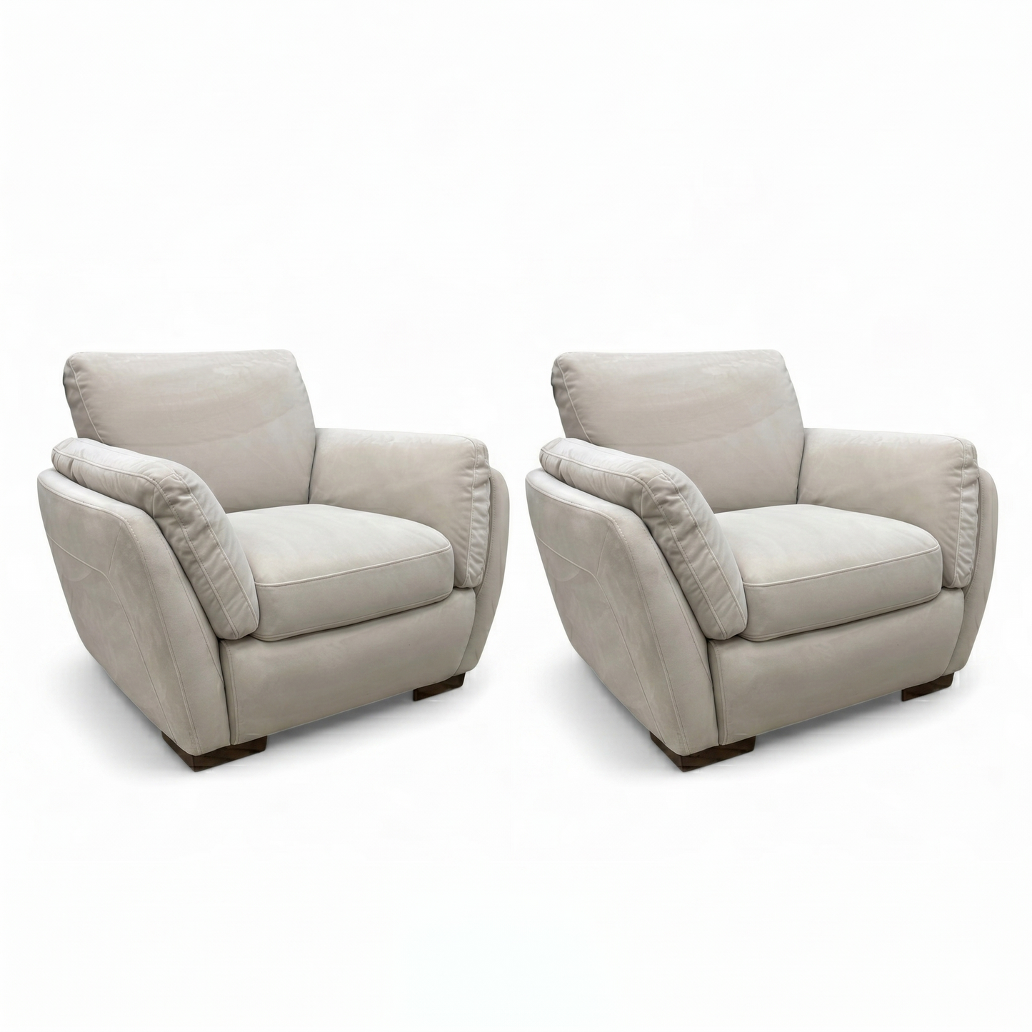 'Cortezia' Beige Velvet Armchairs - Set of 2