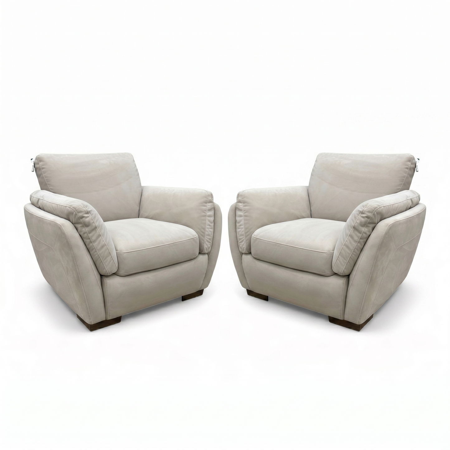 'Cortezia' Beige Velvet Armchairs - Set of 2