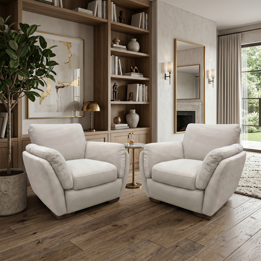 'Cortezia' Beige Velvet Armchairs - Set of 2