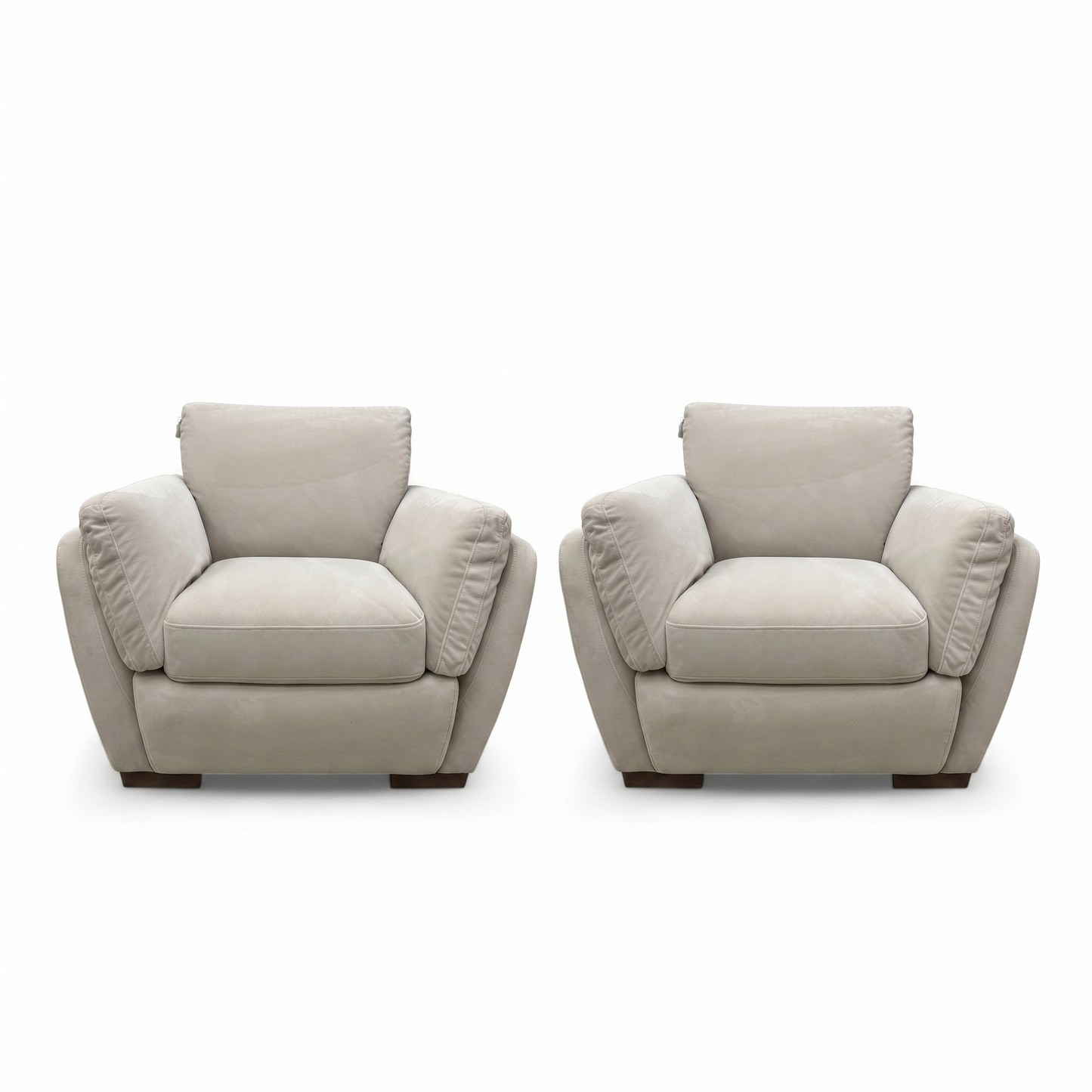 'Cortezia' Beige Velvet Armchairs - Set of 2