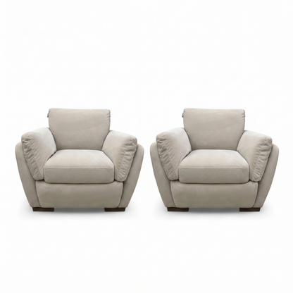 'Cortezia' Beige Velvet Armchairs - Set of 2