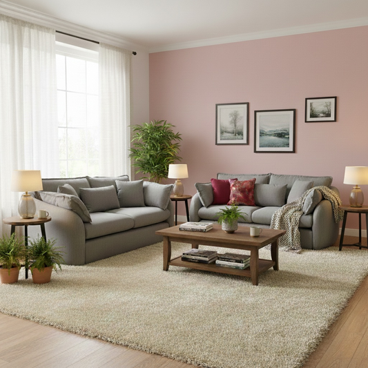 ‘Portobello’ Fossil Waldo Linen Fabric 3 + 2 Seater Sofa Set