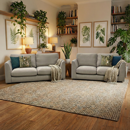 ‘Danella’ Pewter Jagger Fabric 3 + 2 Seater Sofa Set