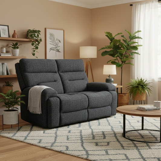 ‘Cinemax’ Hf-0102 Halifax Black Mica Woven Fabric 2 Seater Sofa