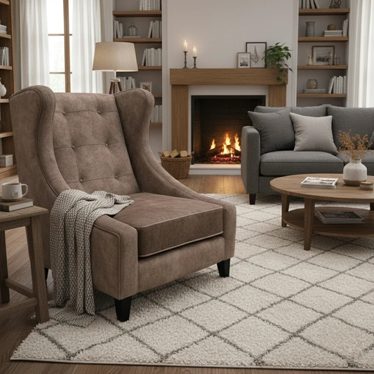 Oh So Glam ‘Mariah’ Dapple Chocolate-Tri No Insert Velvet Accent Wing Chair (Ariana)