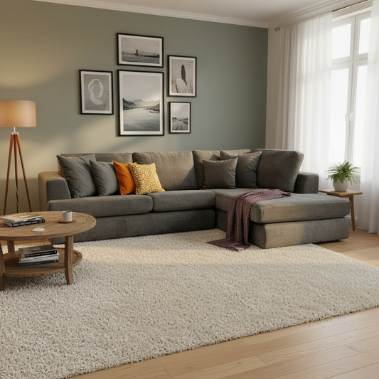 'Stratus' Graphite Gracelands Fabric Large Right Hand Facing Corner Chaise Sofa