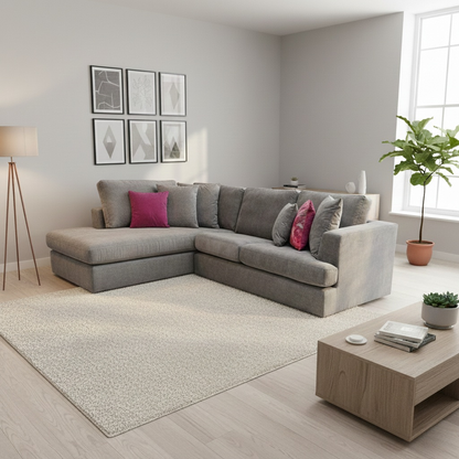 ‘Stratus’ Graphite Gracelands Fabric Left Hand Facing Corner Chaise Sofa