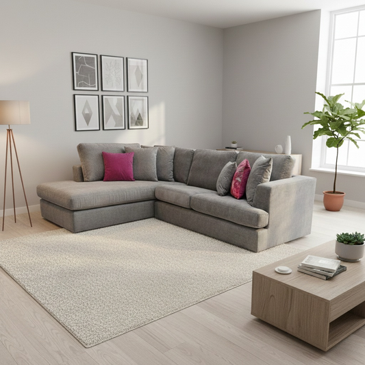 ‘Stratus’ Graphite Gracelands Fabric Left Hand Facing Corner Chaise Sofa