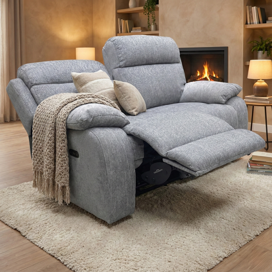 ‘Moreno’ Fab-Meo-R24 Haze Fabric 2 Seater Power Recliner Sofa