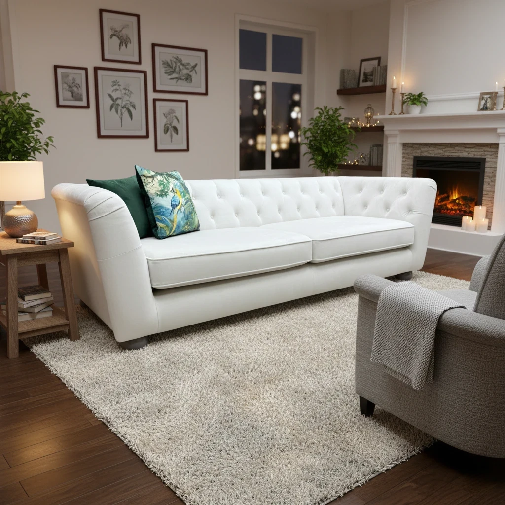 'Libertie' Cream Sensual Velvet 4 Seater Sofa