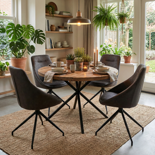 'Hendrix' Grey Faux Leather Set of 4 Dining Chairs