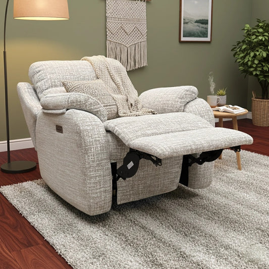 G Plan ‘Kingsbury’ B102 Shore Oatmeal Woven Fabric Power Recliner Armchair