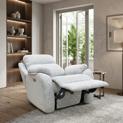 G Plan ‘Kingsbury’ B102 Shore Oatmeal Woven Fabric Power Recliner Armchair