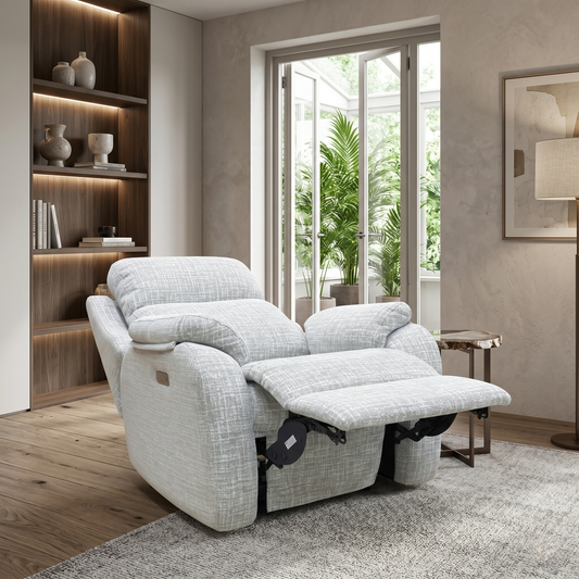 G Plan ‘Kingsbury’ B102 Shore Oatmeal Woven Fabric Power Recliner Armchair