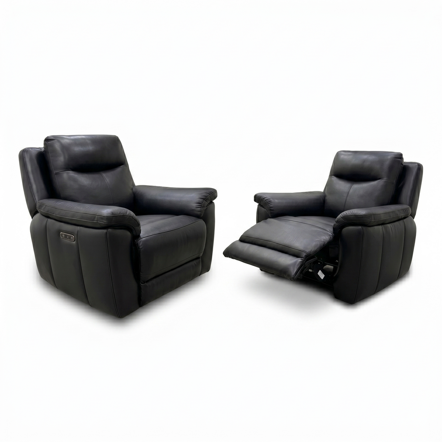 'Bobby' Leather Cat-35-02 Black Power Recliner Chair - Set of 2