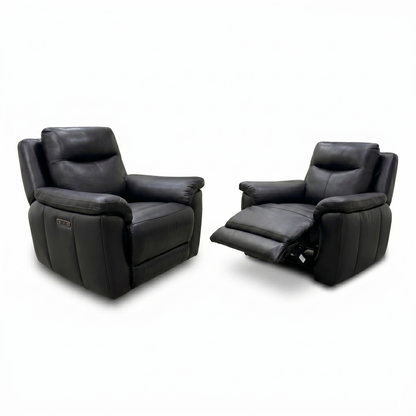 'Bobby' Leather Cat-35-02 Black Power Recliner Chair - Set of 2