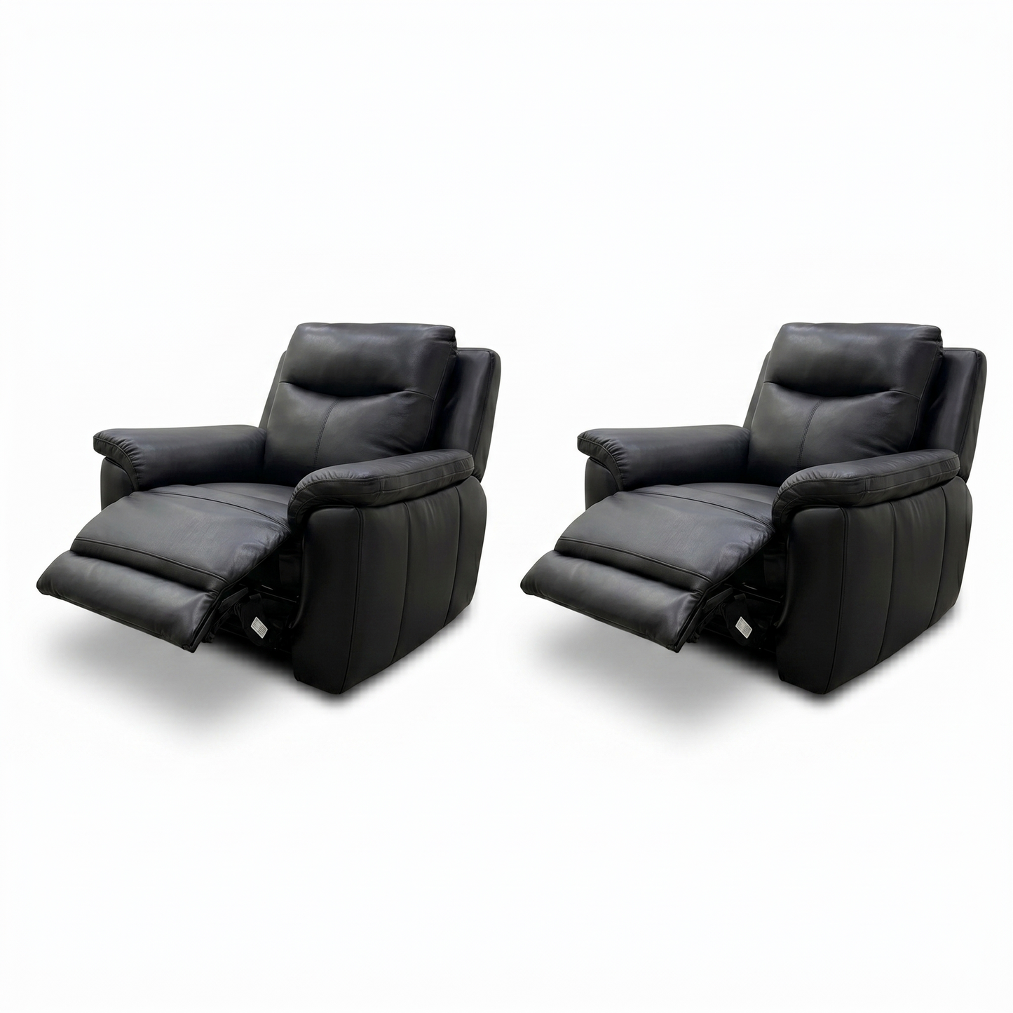 'Bobby' Leather Cat-35-02 Black Power Recliner Chair - Set of 2