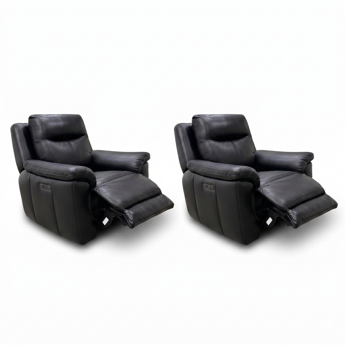 'Bobby' Leather Cat-35-02 Black Power Recliner Chair - Set of 2