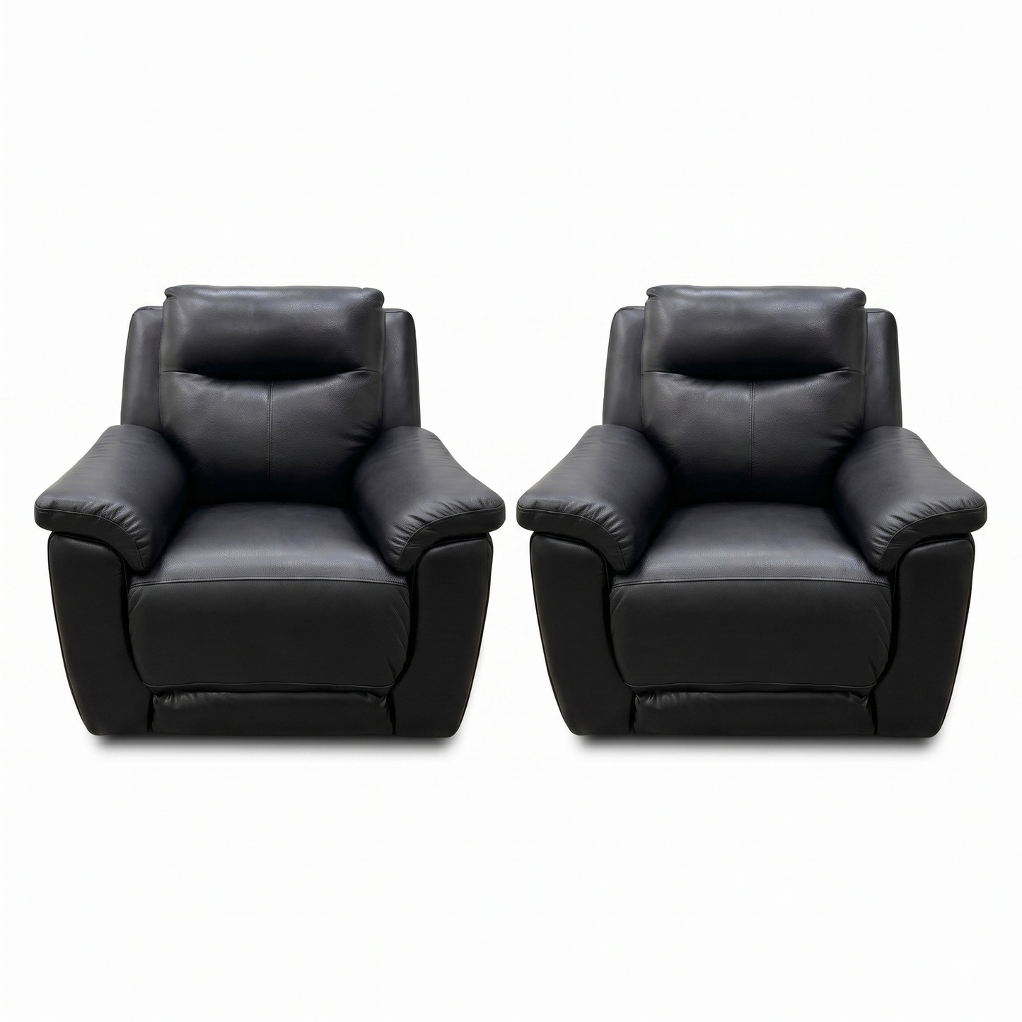 'Bobby' Leather Cat-35-02 Black Power Recliner Chair - Set of 2