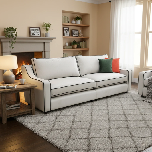 ‘Celine’ Plush Platinum Eb Cp Velvet 4 Seater Split Sofa