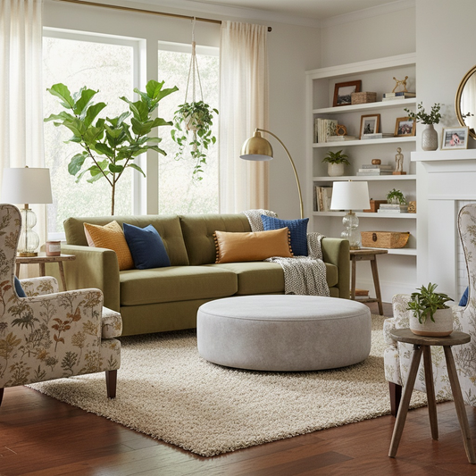 ‘Mariah' Dapple Cream Velvet Round Twister Footstool (Ariana)