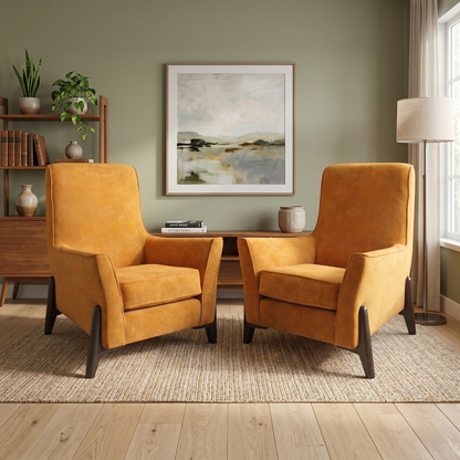 ‘Collins’ Almond Orange Towel Velvet Accent Chair - Set of 2