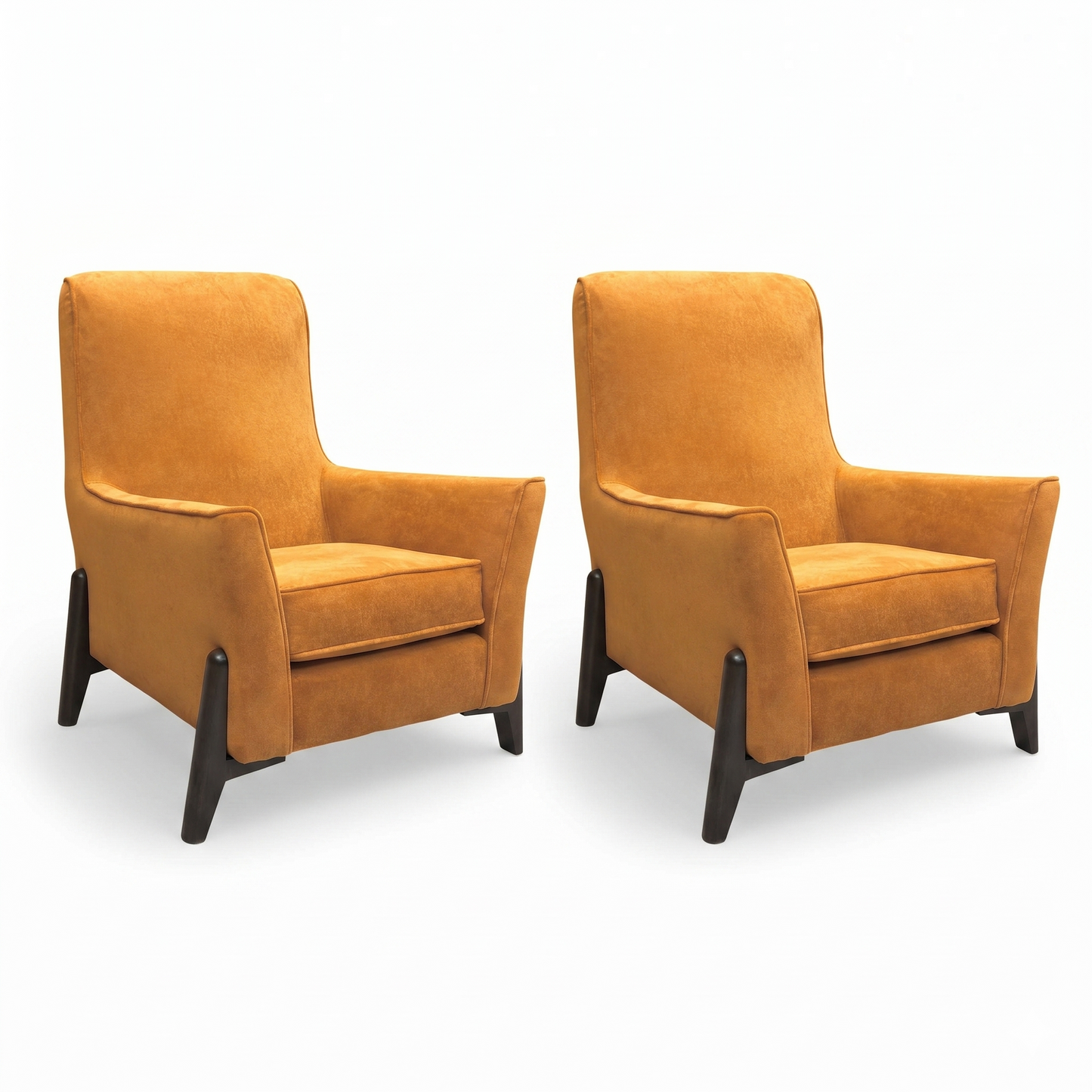 ‘Collins’ Almond Orange Towel Velvet Accent Chair - Set of 2