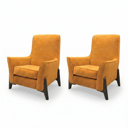 ‘Collins’ Almond Orange Towel Velvet Accent Chair - Set of 2