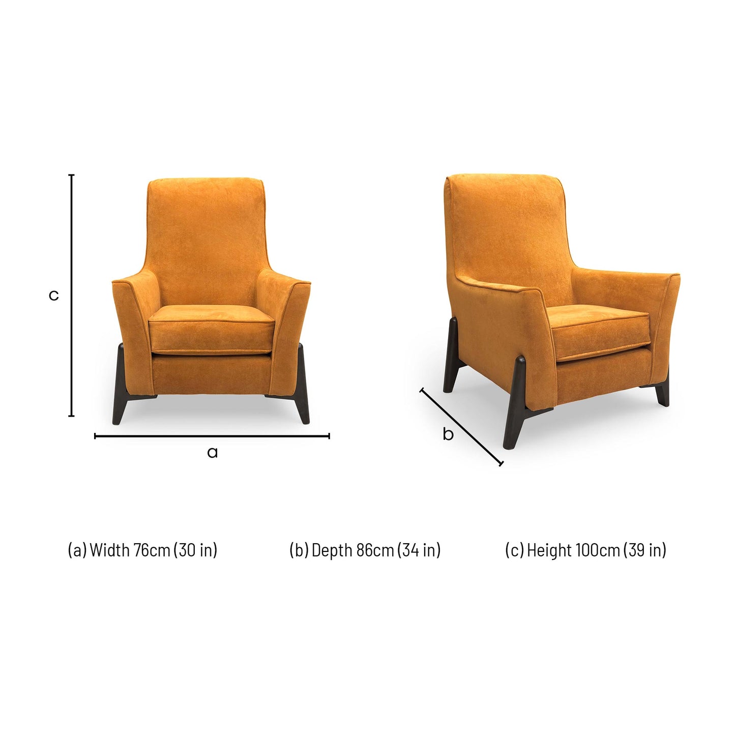 ‘Collins’ Almond Orange Towel Velvet Accent Chair - Set of 2