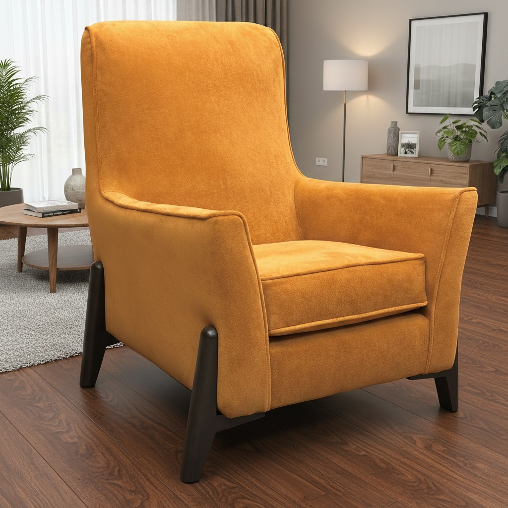‘Collins’ Almond Orange Towel Velvet Accent Chair - product photo 2
