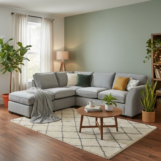 ‘Rosie’ Meridian Shark Grey Chenille Fabric Left Hand Facing Open End Chaise Corner Sofa