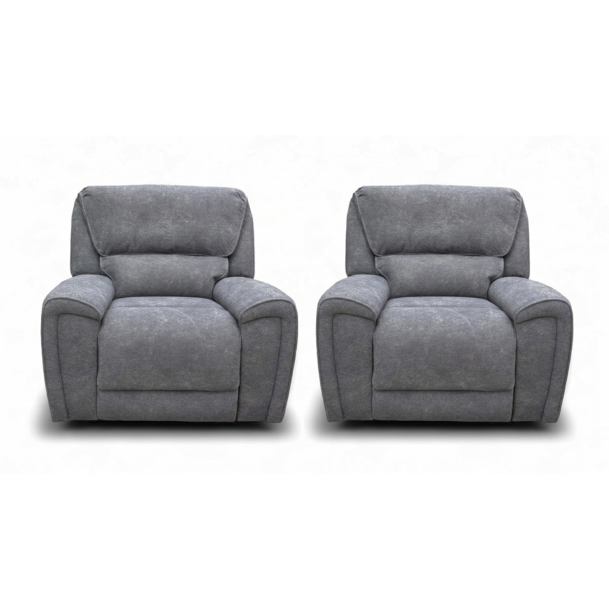 ‘Ricky’ Charcoal Grey Teddy Velvet Power Recliner Chair - Set of 2