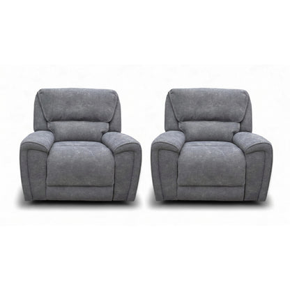‘Ricky’ Charcoal Grey Teddy Velvet Power Recliner Chair - Set of 2
