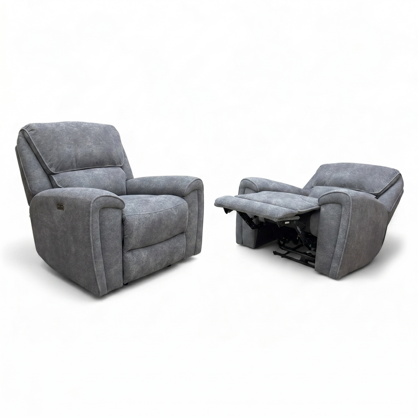 ‘Ricky’ Charcoal Grey Teddy Velvet Power Recliner Chair - Set of 2
