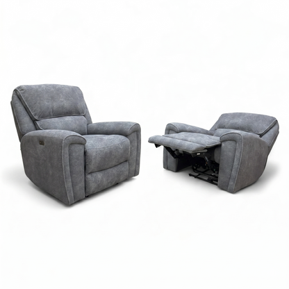 ‘Ricky’ Charcoal Grey Teddy Velvet Power Recliner Chair - Set of 2