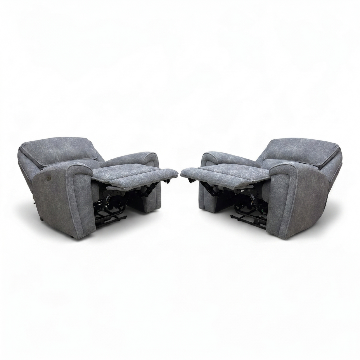 ‘Ricky’ Charcoal Grey Teddy Velvet Power Recliner Chair - Set of 2
