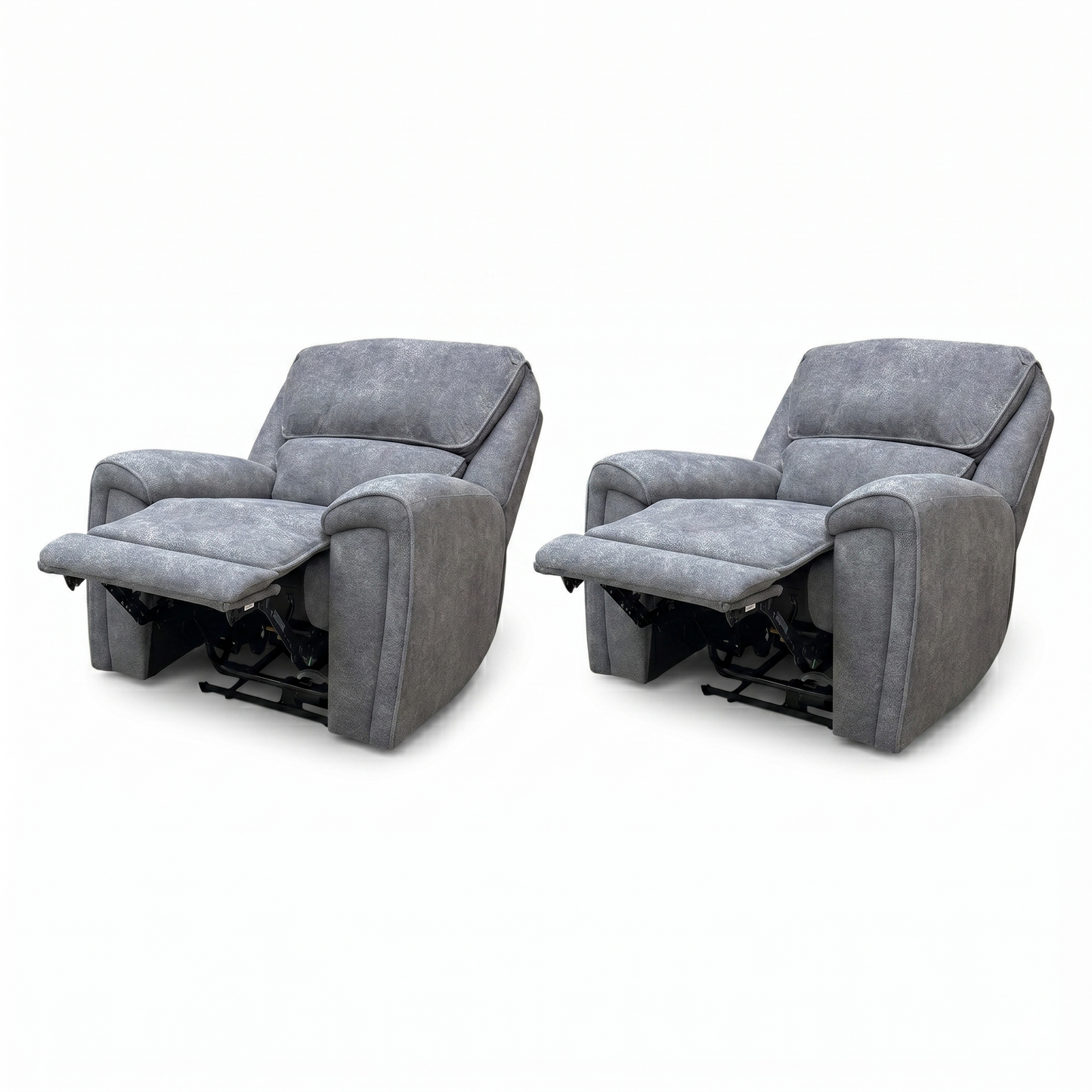 ‘Ricky’ Charcoal Grey Teddy Velvet Power Recliner Chair - Set of 2